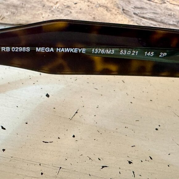 Ray-Ban Mega Hawkeye RB0298 tortoise & green w/ grey lens unisex sunglasses, EUC - Picture 6 of 11